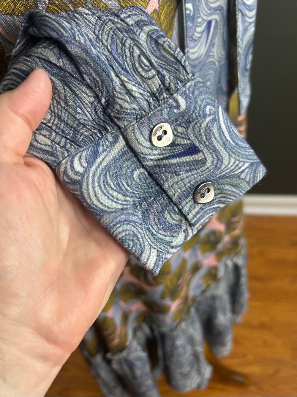 Bl-nk Anthropologie Mixed Print Tropical Paisley Ruffle Midi Dress S - Picture 8 of 11